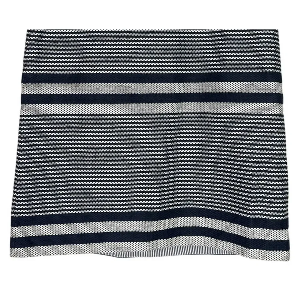 J. Crew Striped Nautical A Lined Knee Length Pencil Tweed Skirt 8 T Blue White